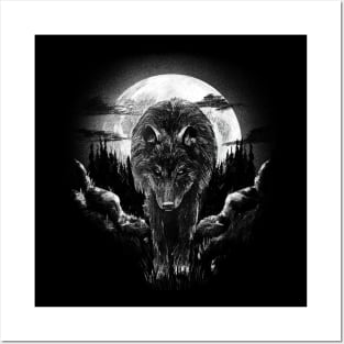 Wolf in the Full Moon day - Animal by Motif Wolf Posters and Art